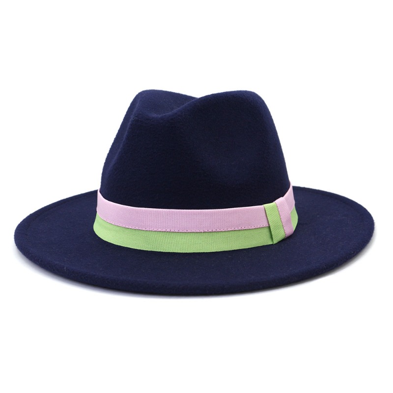 Fedora Hat Wool - หมวกเฟโดร่าทรงแจ๊สปีกกว้างทำจากผ้าขนสัตว์สำหรับฤดูใบไม้ร่วงและฤดูหนาวแบบยูนิเซ็กส์