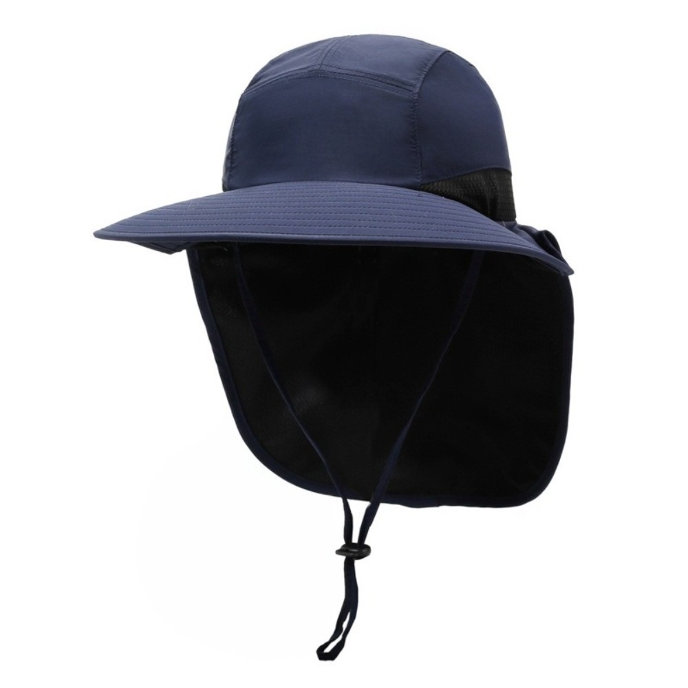 Sun Hat Wide Brim - หมวกกันแดดปีกกว้างแบบเรียบง่าย ป้องกันรังสียูวี พร้อมผ้าคลุมคอ หมวกชาวประมง ระบายอากาศได้ดี แห้งเร็ว