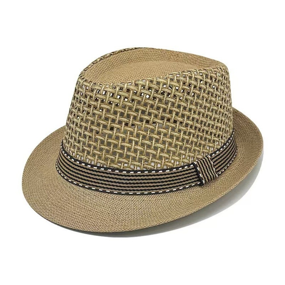 Bucket Hat Cotton - หมวกปานามาชายปีกสั้น ระบายอากาศได้ดี หมวกสานจากฟางน้ำหนักเบา ป้องกันแสงแดด เหมาะสำหรับวันหยุดพักผ่อน ชายหาด