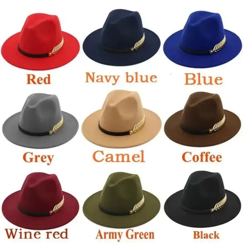 Fedora Hat Wool - แฟชั่นที่เรียบง่ายอย่างเป็นทางการโอกาสคู่หมวกขนสัตว์ขนาดใหญ่ Brimmed แจ๊สหมวกฤดูใบไม้ร่วงและฤดูหนาวแฟชั่นอังกฤษ Vintage Top หมวก