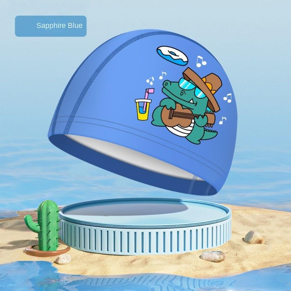Swim Hat Silicone - หมวกว่ายน้ำเคลือบ PU ซิลิโคนทนทานกันน้ำ หมวกอาบน้ำลายการ์ตูน ฟรีไซส์ หมวกว่ายน้ำสำหรับทุกเพศ