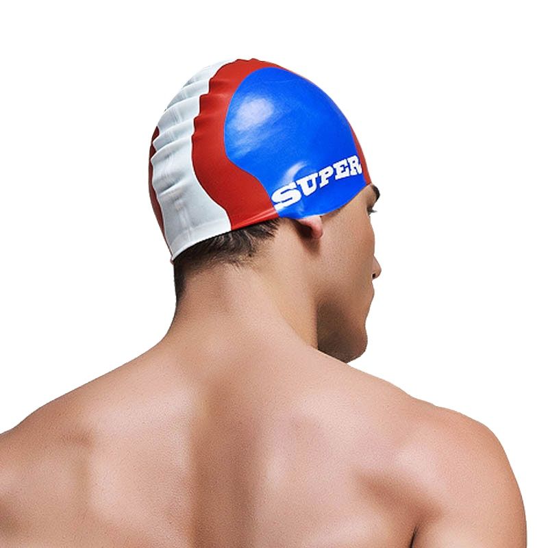 Swim Hat Silicone - หมวกว่ายน้ำซิลิโคนสำหรับผู้ชาย รุ่นใหม่ สีฟ้า สำหรับเด็กผู้ชายและผู้ใหญ่ ป้องกันน้ำเข้าหู คุณภาพระดับมืออาชีพ