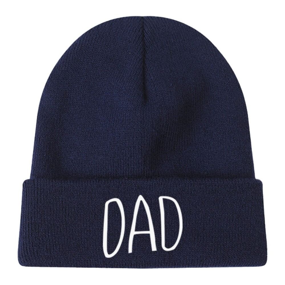 Beanie Cuffed Knit - หมวกบีนนี่ไหมพรมแบบยืดได้สำหรับครอบครัว พ่อแม่ลูก ปักลายตัวอักษรแบบเขียนด้วยลายมือ ขอบหมวกยืดหยุ่น
