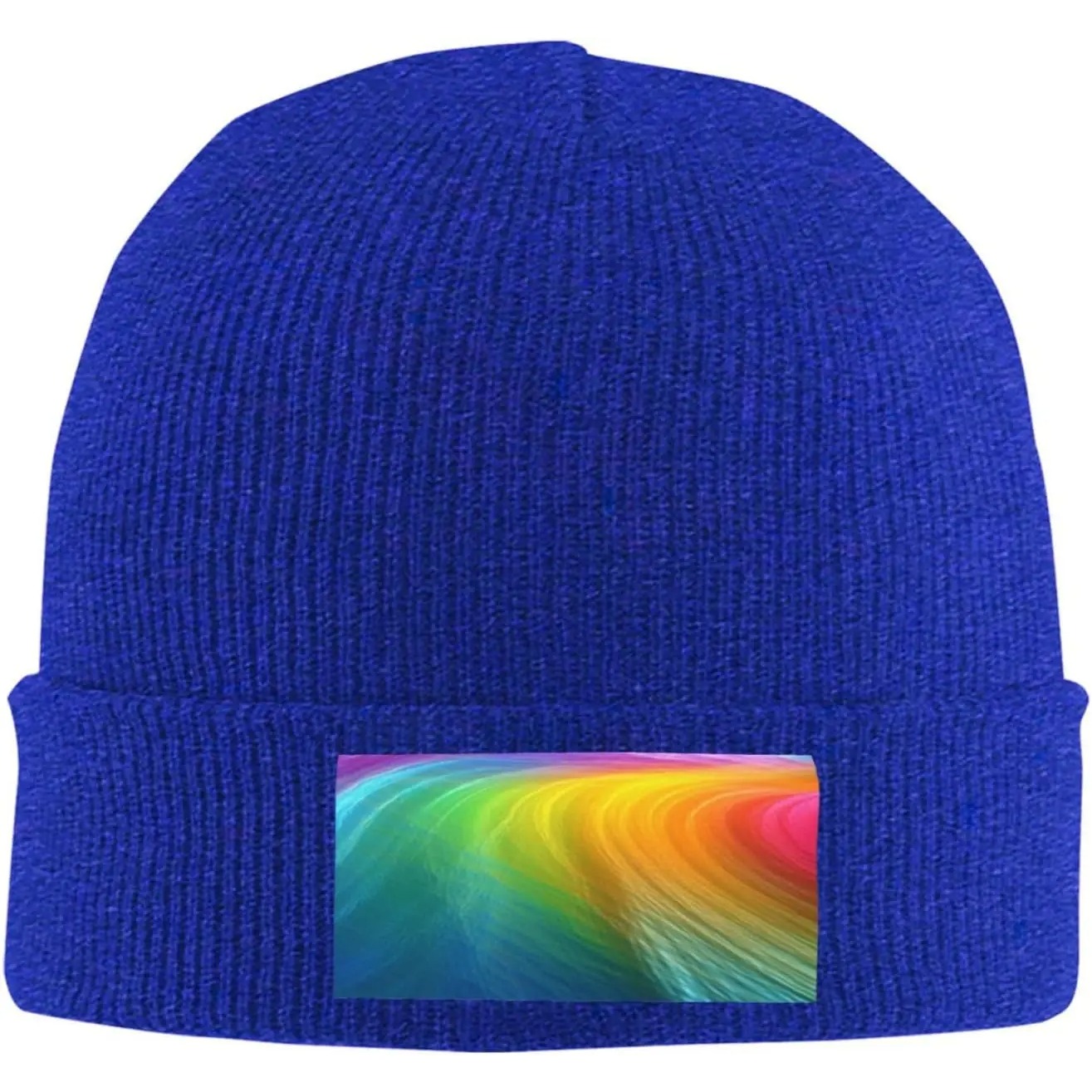 Beanie Cuffed Knit - หมวกบีนนี่สำหรับผู้ชาย หมวกฤดูหนาวสำหรับผู้หญิง หมวกไหมพรมลายสายรุ้ง หมวกบีนนี่นุ่ม อุ่น ขอบพับได้