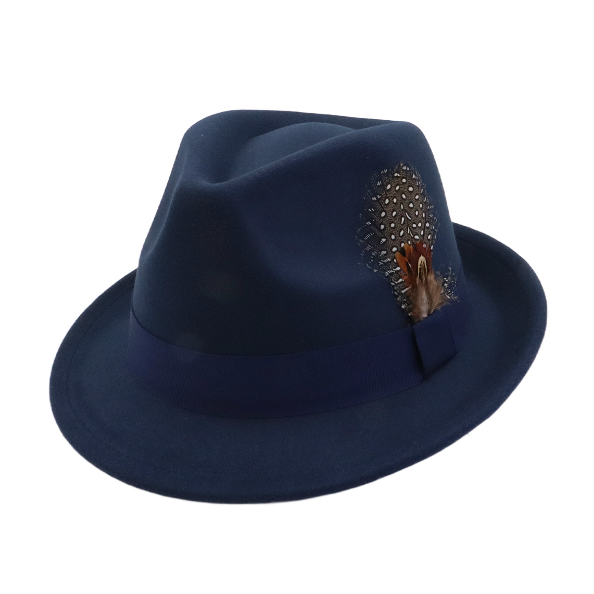 Fedora Hat Wool - หมวกแจ๊สวินเทจสำหรับฤดูใบไม้ร่วงและฤดูหนาว ทำจากผ้าขนสัตว์ ทรงเฟโดร่า ขอบโค้ง พร้อมดีไซน์รูปหัวใจ