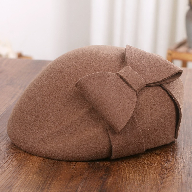 หมวกเบเร่ต์ผ้าขนสัตว์ประดับโบว - Fedora Hat Wool บทวิจารณ์และราคา