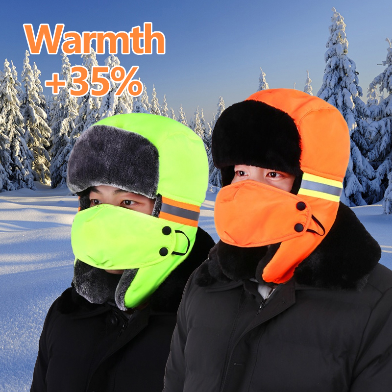 หมวกกันหนาวแบบมีที่ปิดหู สีส้ม - Trapper Hat Ear Flap บทวิจารณ์และราคา