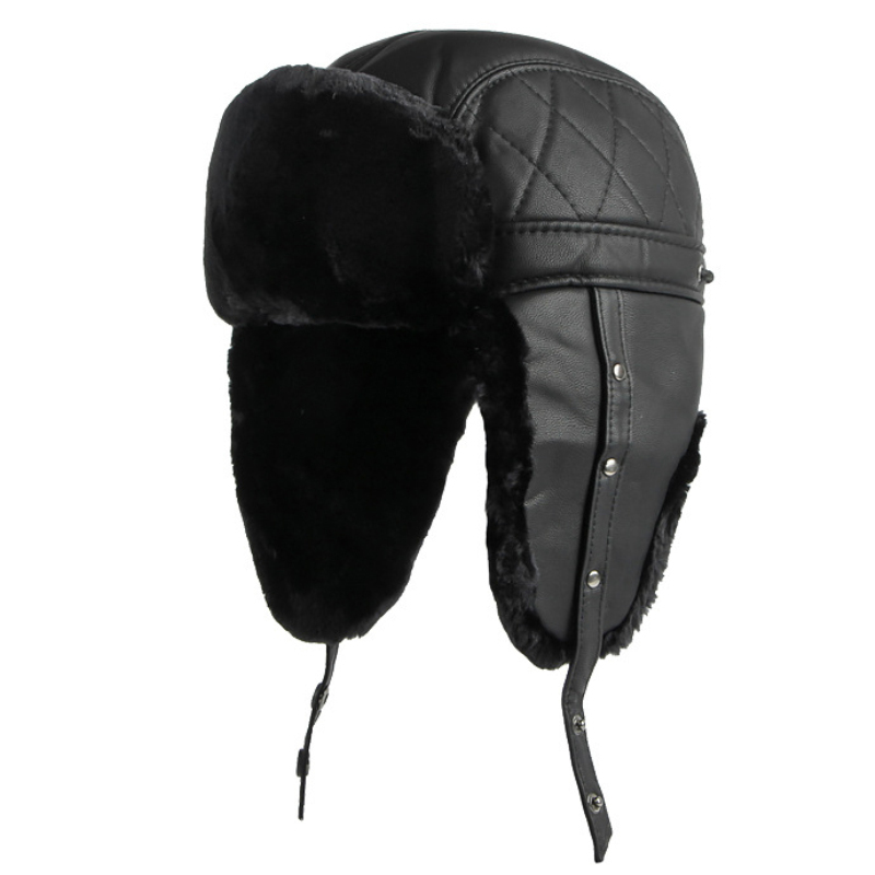 HT4002หนัง PU แบบใหม่หมวกรัสเซ - Trapper Hat Ear Flap บทวิจารณ์และราคา